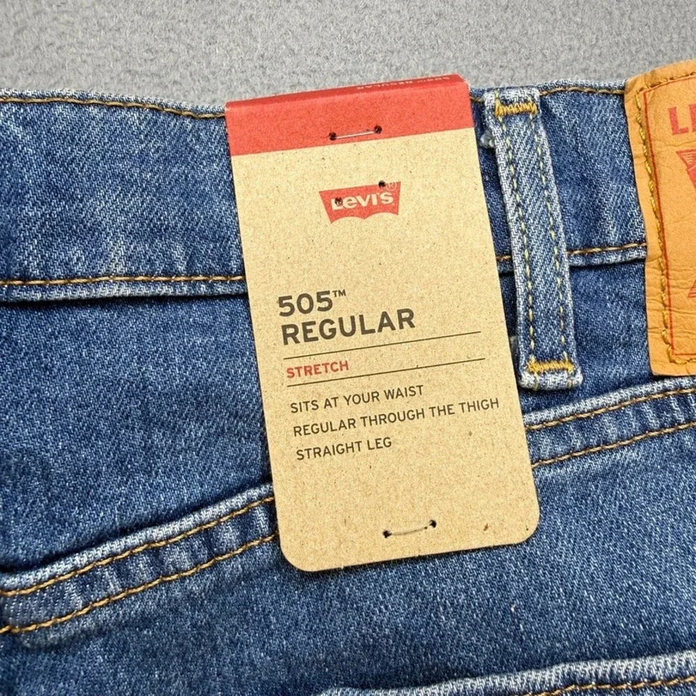 Levis 505 Regular Fit Straight Leg Jeans Men 40x30 (FIt 40x29) Blue Denim Casual
